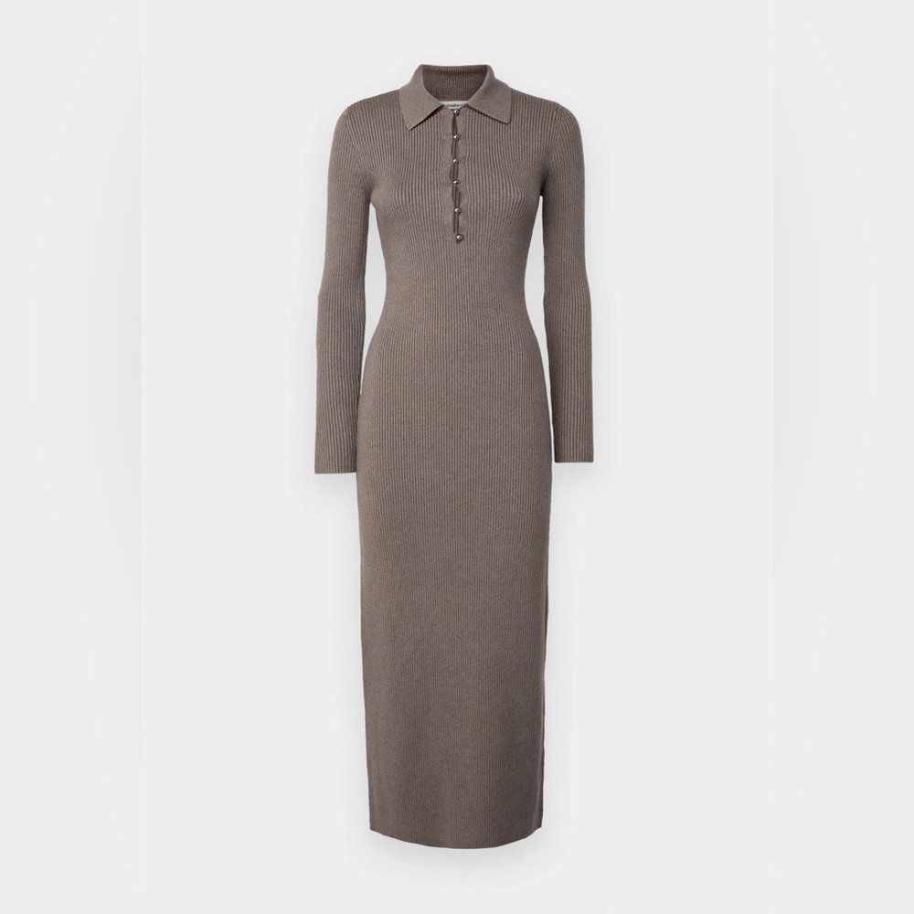 Abercrombie & Fitch long sleeve collared ribbed midi sweater dress